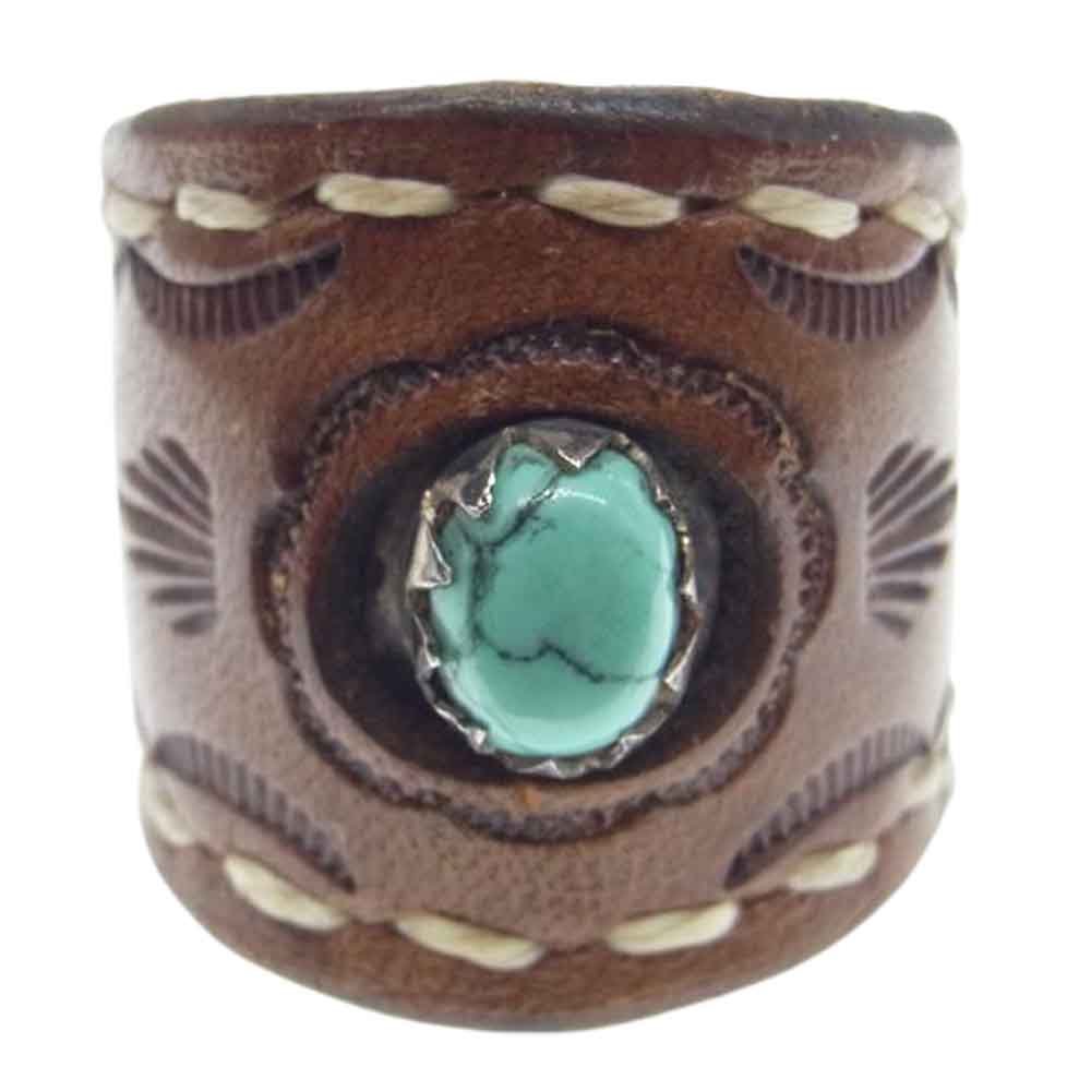 BIGHAND ビッグハンド Leather Ring Turquoise レザー リング ターコイズ  ブラウン系 21号【中古】