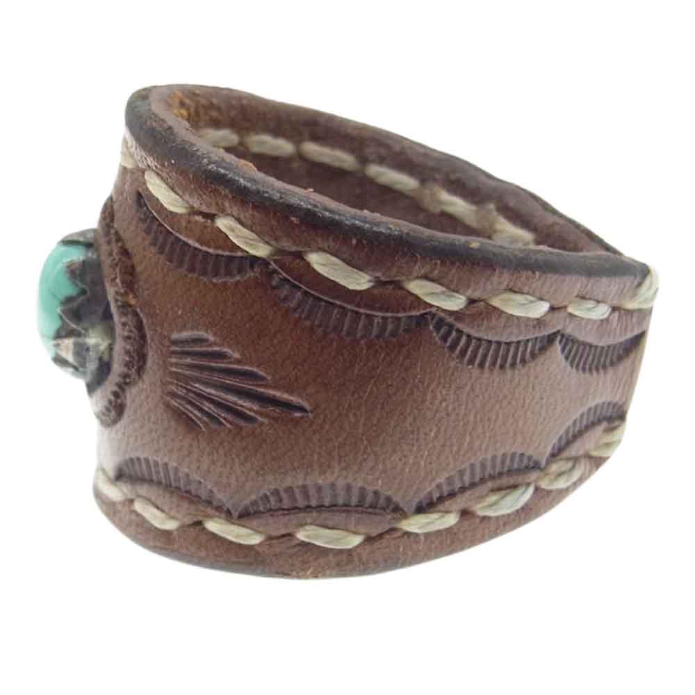 BIGHAND ビッグハンド Leather Ring Turquoise レザー リング ターコイズ  ブラウン系 21号【中古】