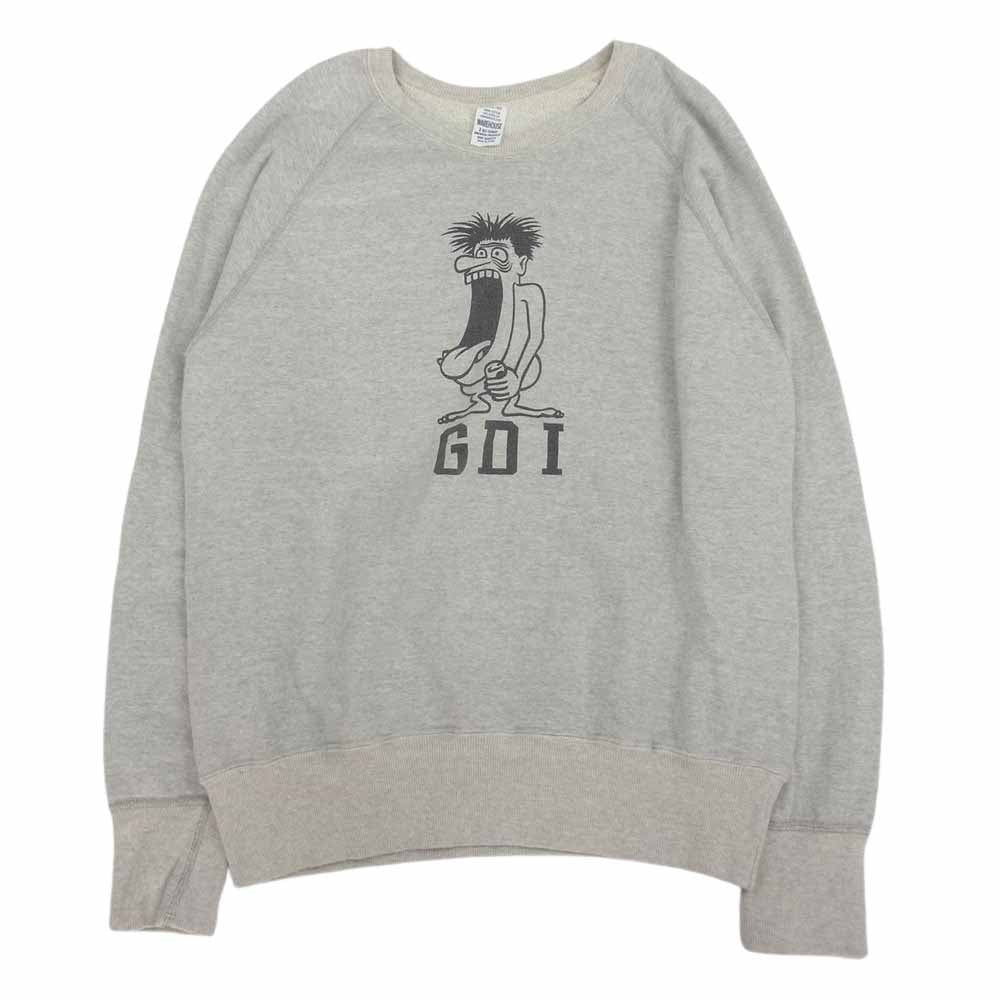 WAREHOUSE ウエアハウス 501-0011 2ND HAND SERIES セコハン USED加工 ラグラン スウェット グレー系 M【美品】【中古】