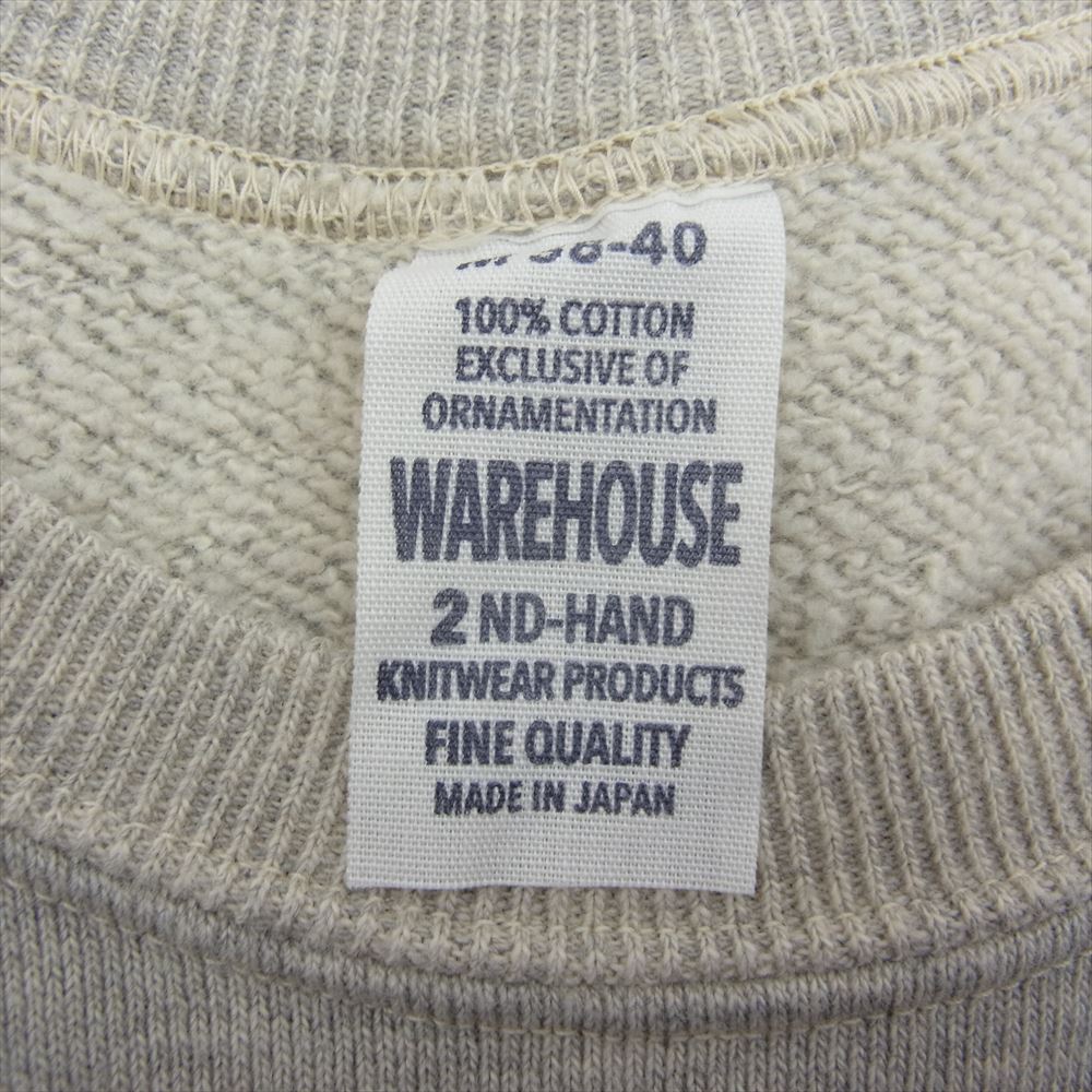 WAREHOUSE ウエアハウス 501-0011 2ND HAND SERIES セコハン USED加工 ラグラン スウェット グレー系 M【美品】【中古】