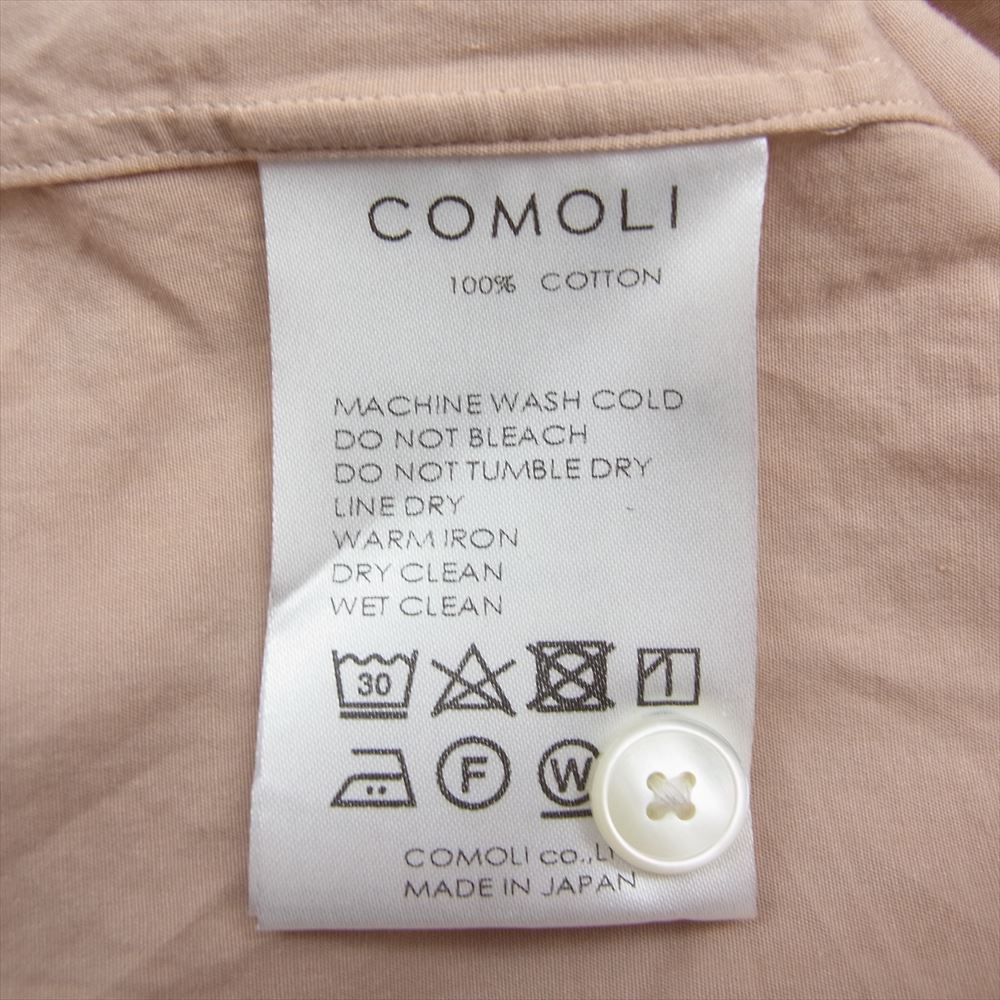 COMOLI コモリ 18SS M01-02001 broad collar shirt ブロード カラー コモリシャツ サンドピンク ピンク系 3【中古】