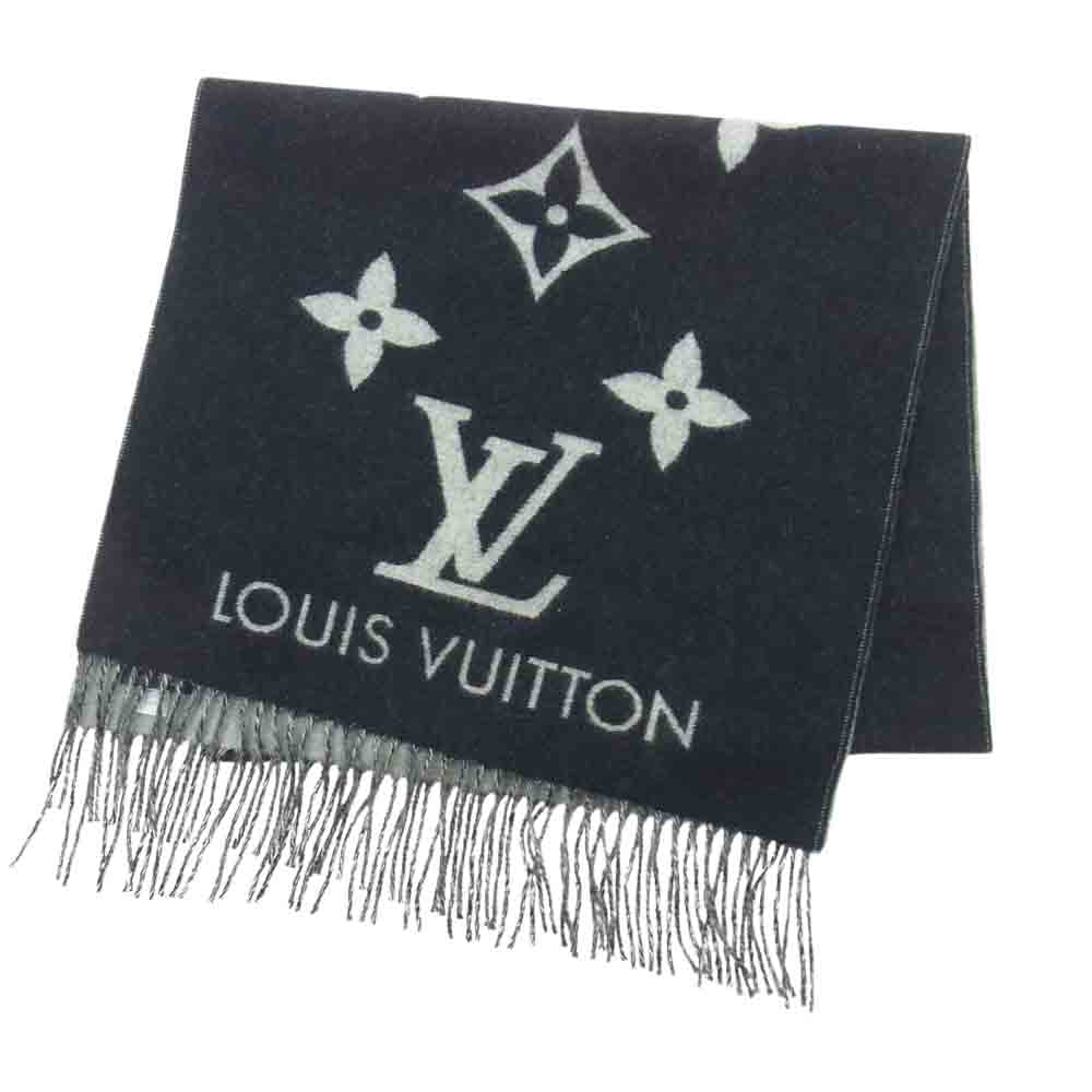 LOUIS VUITTON ルイ・ヴィトン M71040 モノグラム カシミヤ エシャルプ レイキャビック ストール マフラー ブラック系【中古】