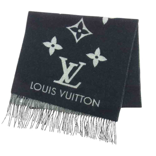 LOUIS VUITTON ルイ・ヴィトン M71040 モノグラム カシミヤ エシャルプ レイキャビック ストール マフラー ブラック系【中古】