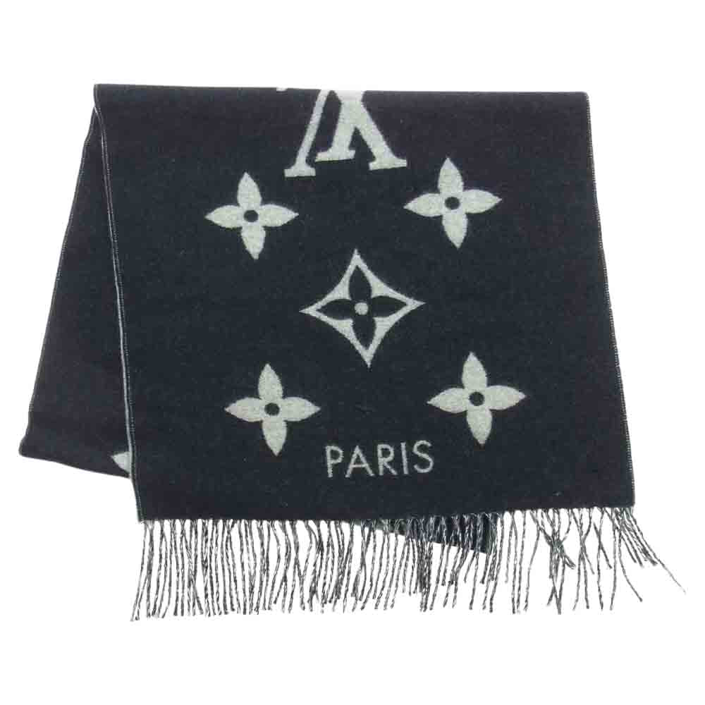 LOUIS VUITTON ルイ・ヴィトン M71040 モノグラム カシミヤ エシャルプ レイキャビック ストール マフラー ブラック系【中古】