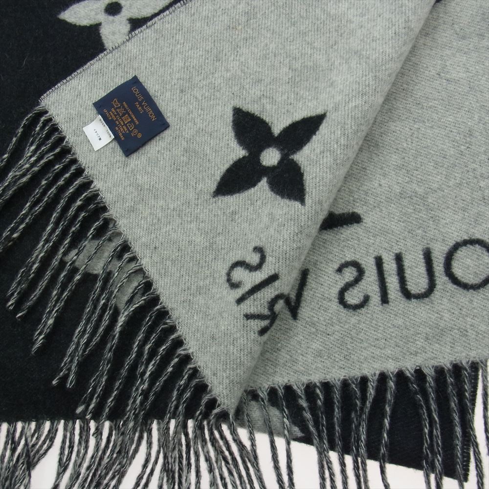 LOUIS VUITTON ルイ・ヴィトン M71040 モノグラム カシミヤ エシャルプ レイキャビック ストール マフラー ブラック系【中古】