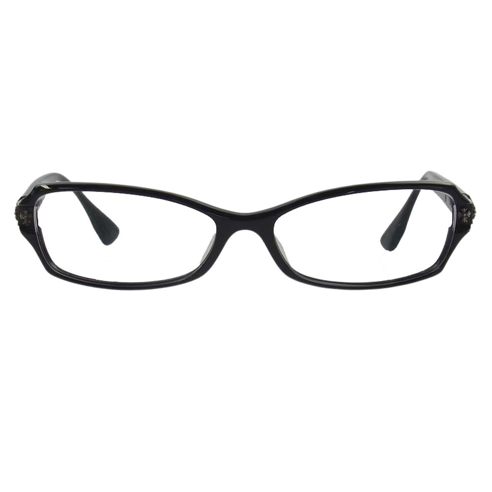 CHROME HEARTS クロムハーツ（原本無） 度入り 56□16-133 DUTCH RUDDER ダッチラダー クロステンプル プラスチックフレーム スクエア 眼鏡 メガネ ブラック系【中古】