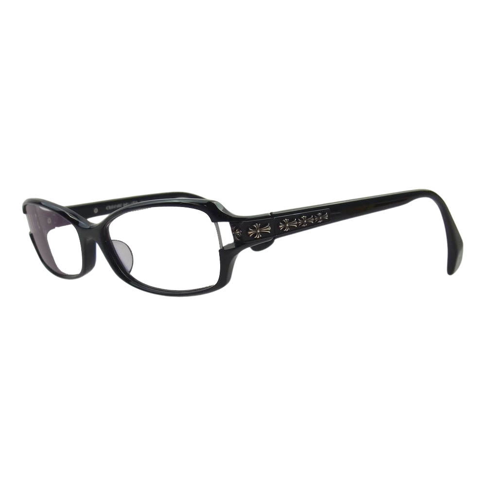 CHROME HEARTS クロムハーツ（原本無） 度入り 56□16-133 DUTCH RUDDER ダッチラダー クロステンプル プラスチックフレーム スクエア 眼鏡 メガネ ブラック系【中古】
