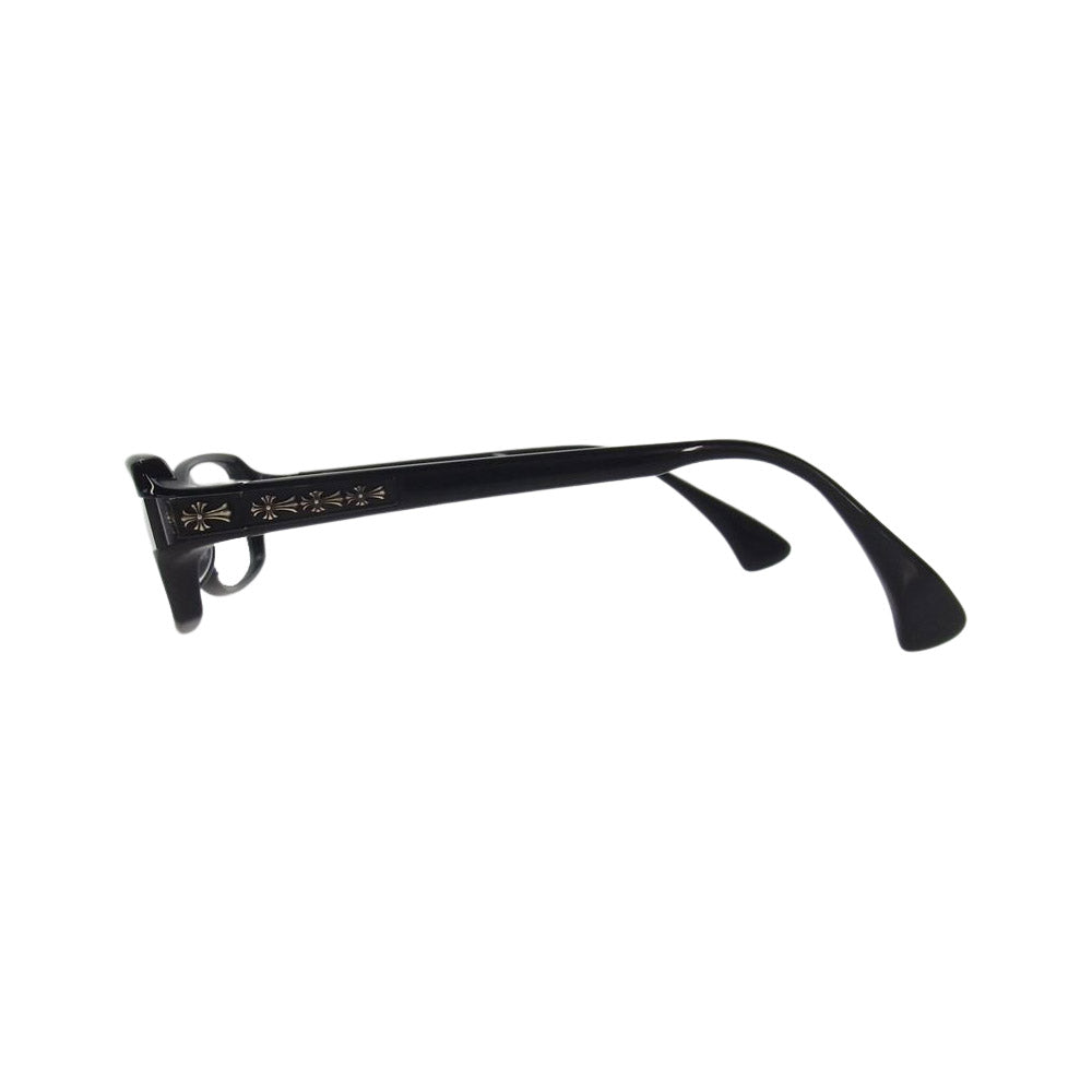 CHROME HEARTS クロムハーツ（原本無） 度入り 56□16-133 DUTCH RUDDER ダッチラダー クロステンプル プラスチックフレーム スクエア 眼鏡 メガネ ブラック系【中古】