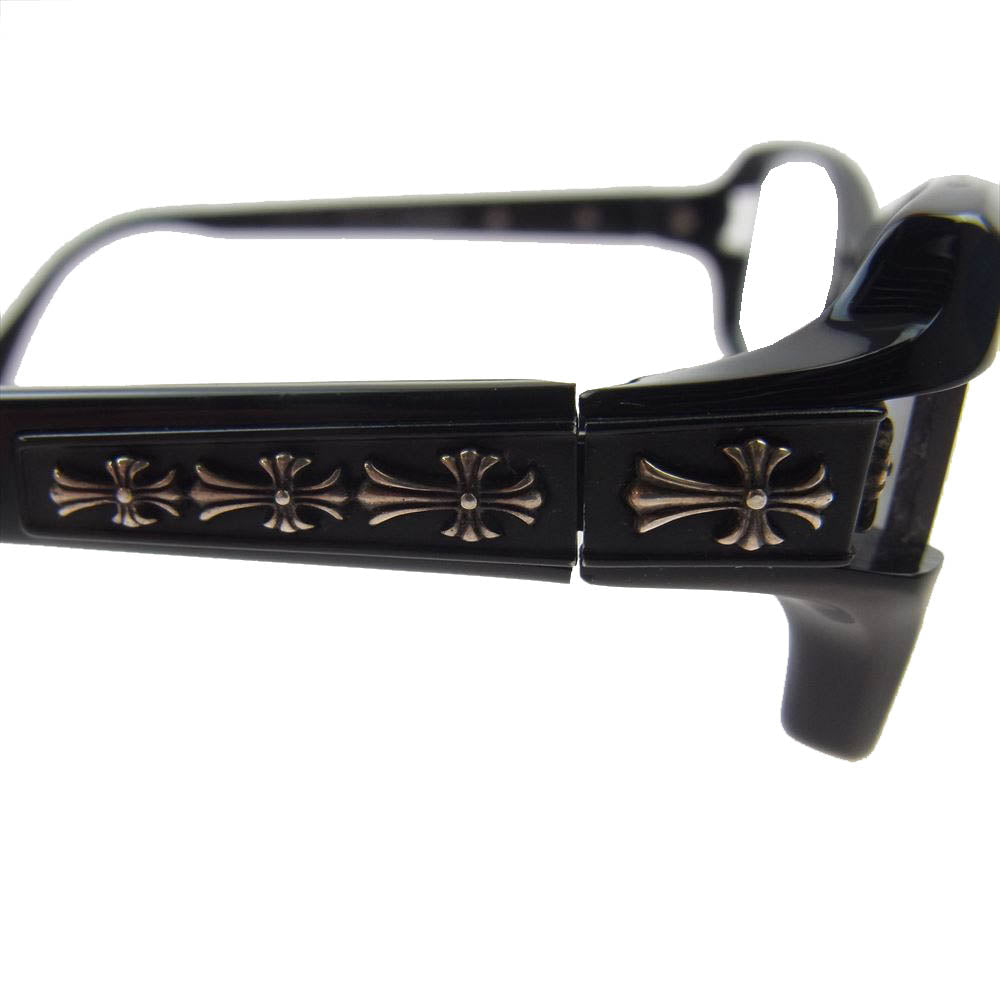 CHROME HEARTS クロムハーツ（原本無） 度入り 56□16-133 DUTCH RUDDER ダッチラダー クロステンプル プラスチックフレーム スクエア 眼鏡 メガネ ブラック系【中古】