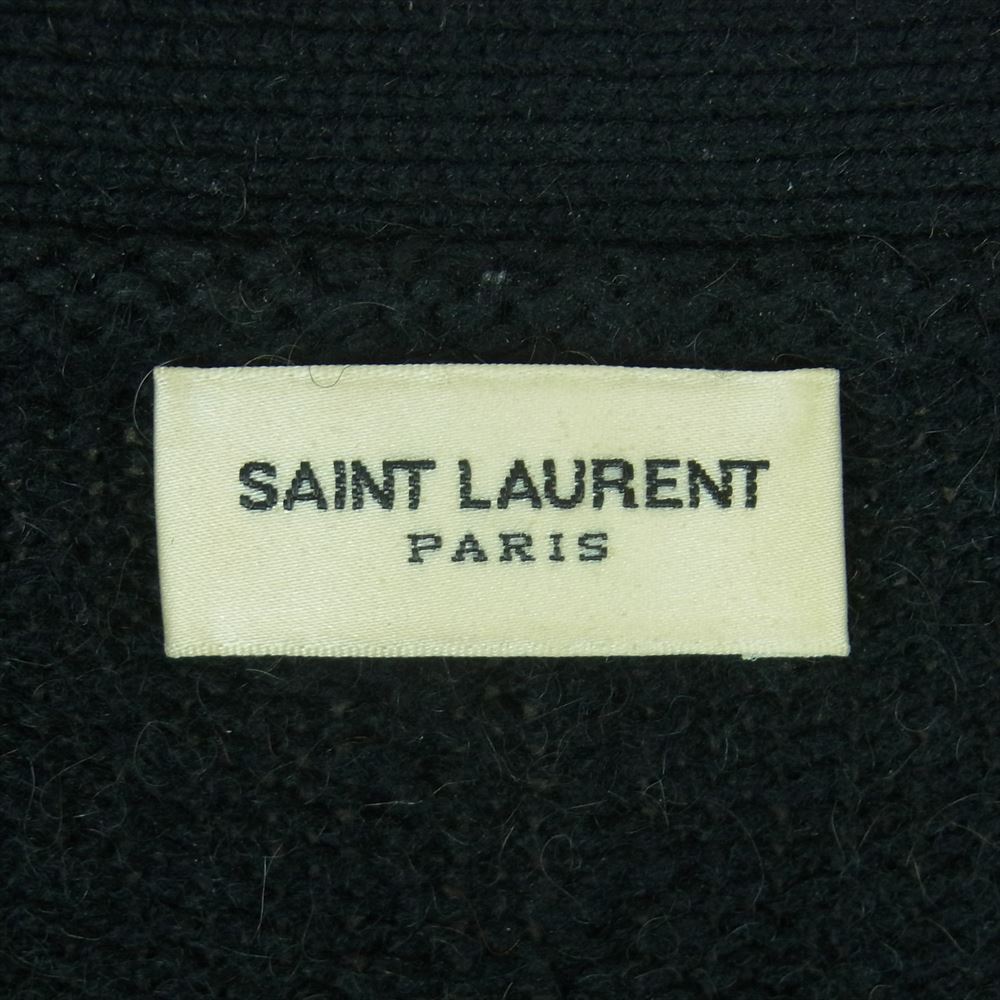 SAINT LAURENT サンローラン 13AW 328989 Y1BZ1 エディ期 スコットランド製 国内正規品 キャメル100% レザーエルボーパッチ カーディガン ブラック系 S【中古】