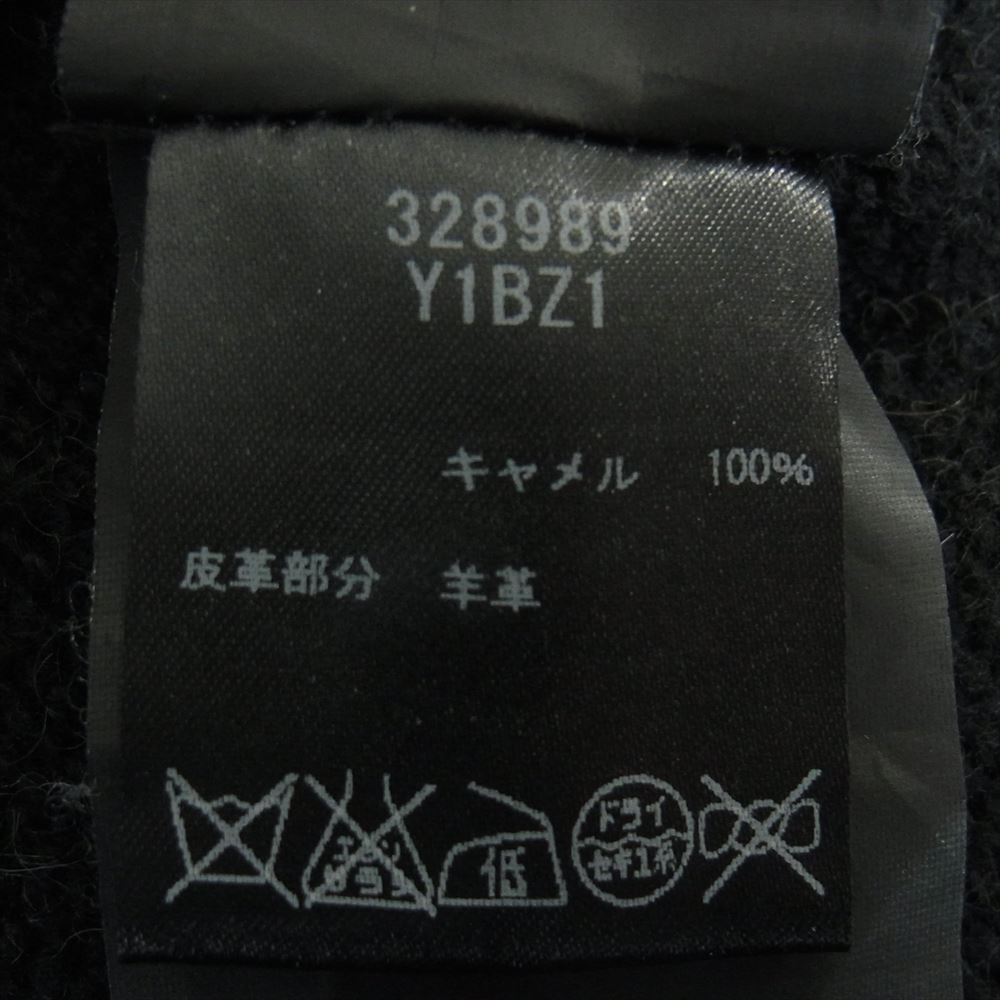 SAINT LAURENT サンローラン 13AW 328989 Y1BZ1 エディ期 スコットランド製 国内正規品 キャメル100% レザーエルボーパッチ カーディガン ブラック系 S【中古】