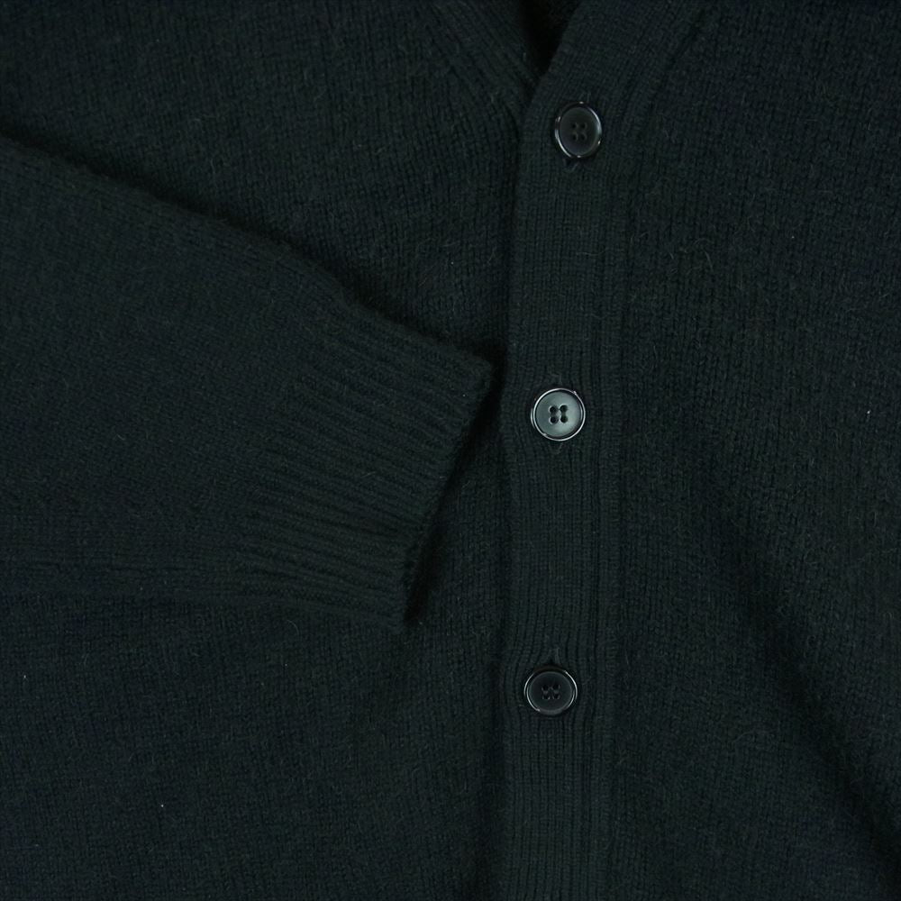 SAINT LAURENT サンローラン 13AW 328989 Y1BZ1 エディ期 スコットランド製 国内正規品 キャメル100% レザーエルボーパッチ カーディガン ブラック系 S【中古】