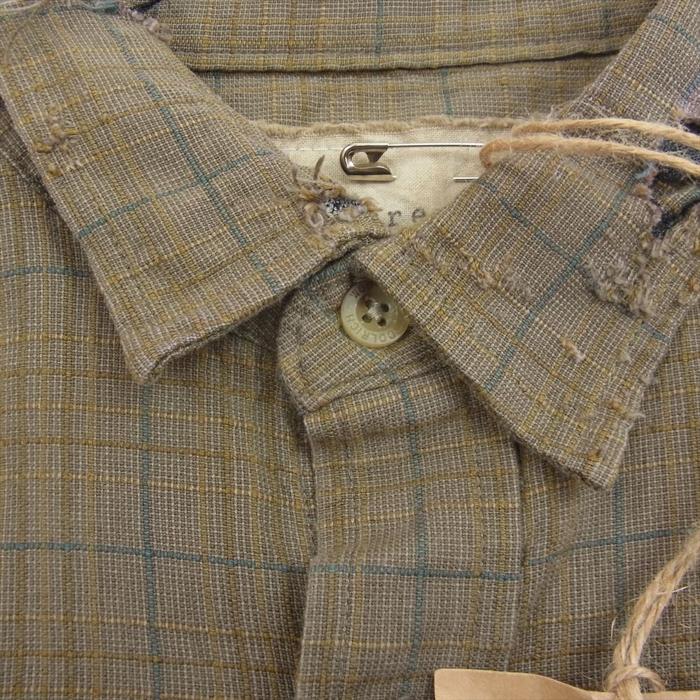 レザレクション ダメージ デストロイ オーバーサイズ チェック シャツ ブラウン系【中古】