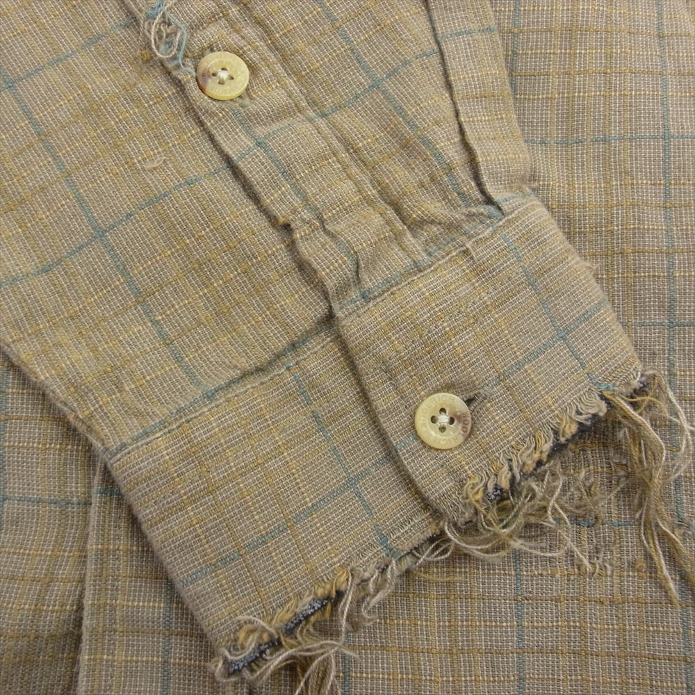 レザレクション ダメージ デストロイ オーバーサイズ チェック シャツ ブラウン系【中古】