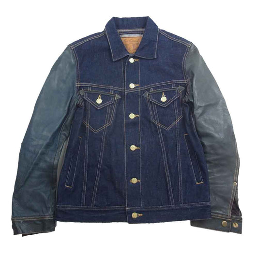 LOST CONTROL ロストコントロール レザー切替 デニム ジャケット  インディゴブルー系 2【中古】