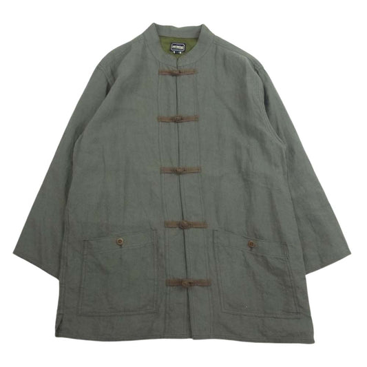 LOST CONTROL ロストコントロール リネン チャイナボタン スタンドカラー シャツ 長袖 カーキ系 4【中古】