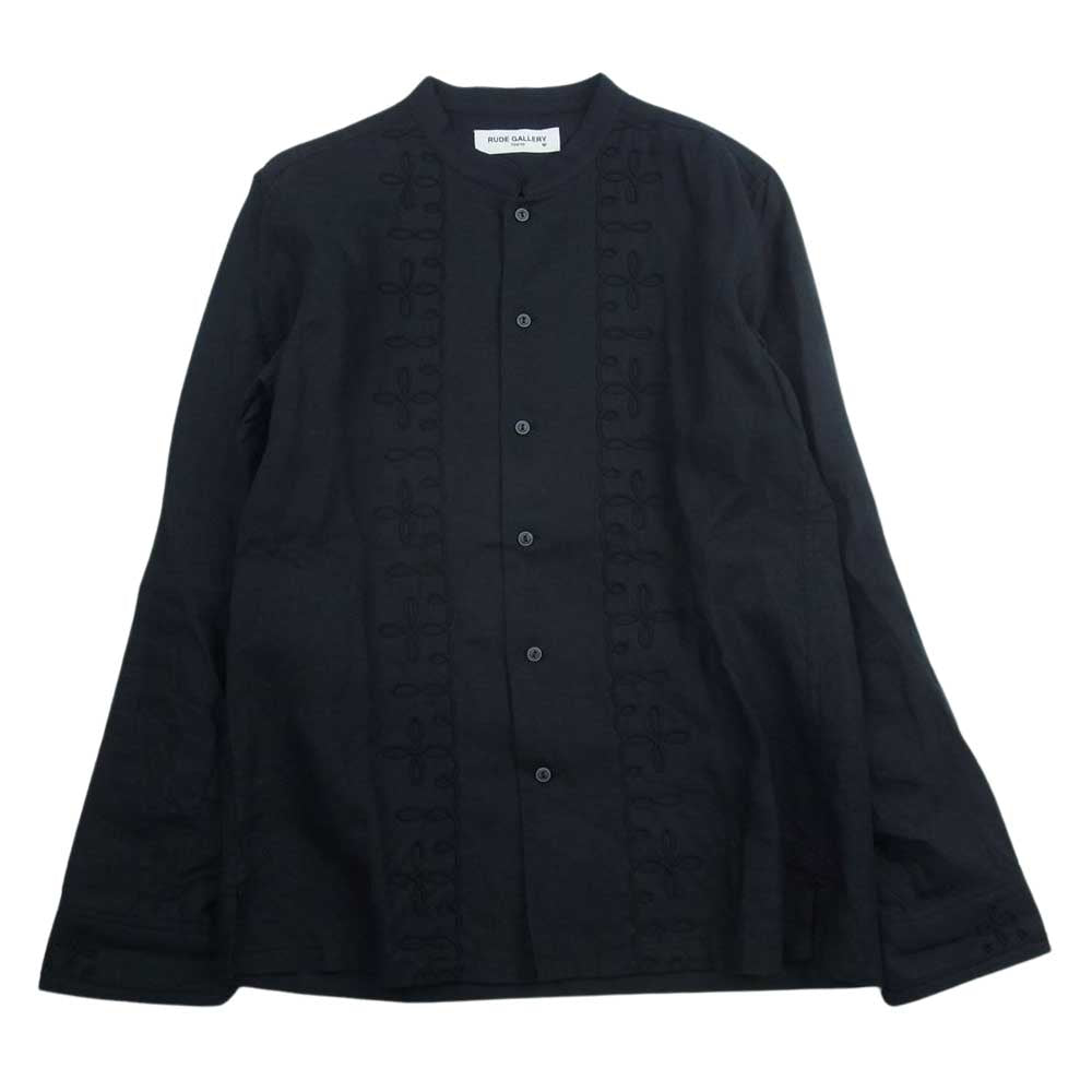 RUDE GALLERY ルードギャラリー 18SS リネン スタンドカラー シャツ 長袖 ブラック ブラック系 3【中古】