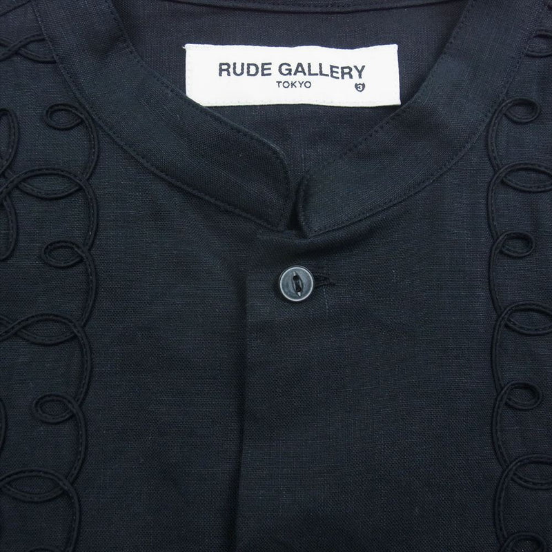 RUDE GALLERY ルードギャラリー 18SS リネン スタンドカラー シャツ 長袖 ブラック ブラック系 3【中古】