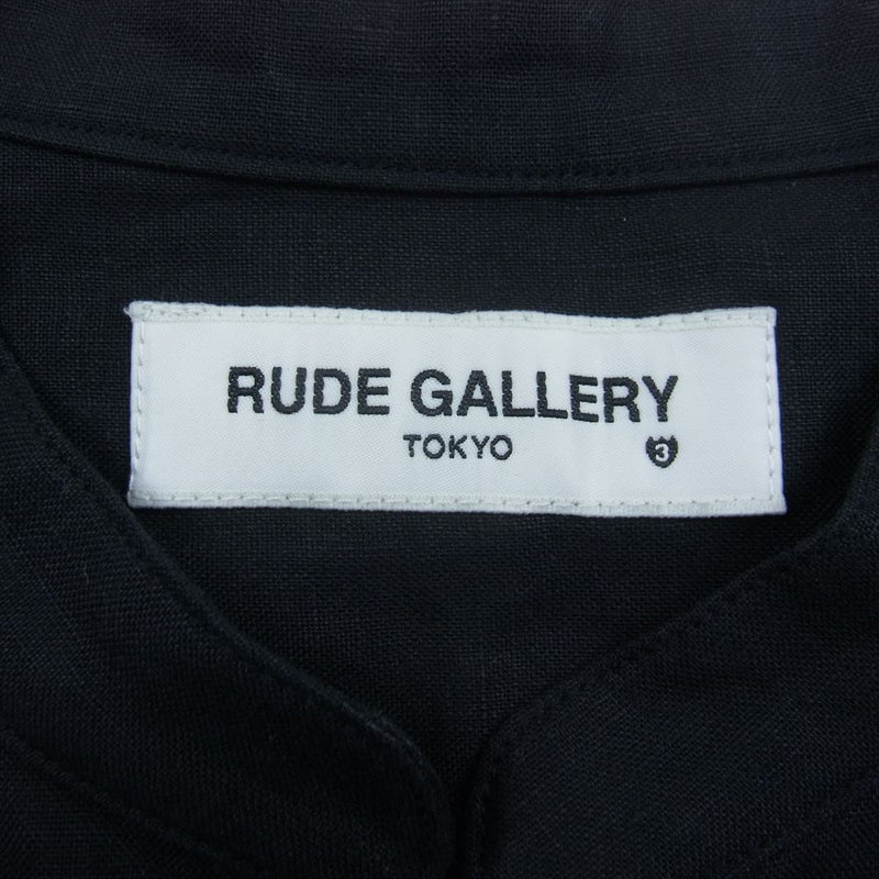 RUDE GALLERY ルードギャラリー 18SS リネン スタンドカラー シャツ 長袖 ブラック ブラック系 3【中古】