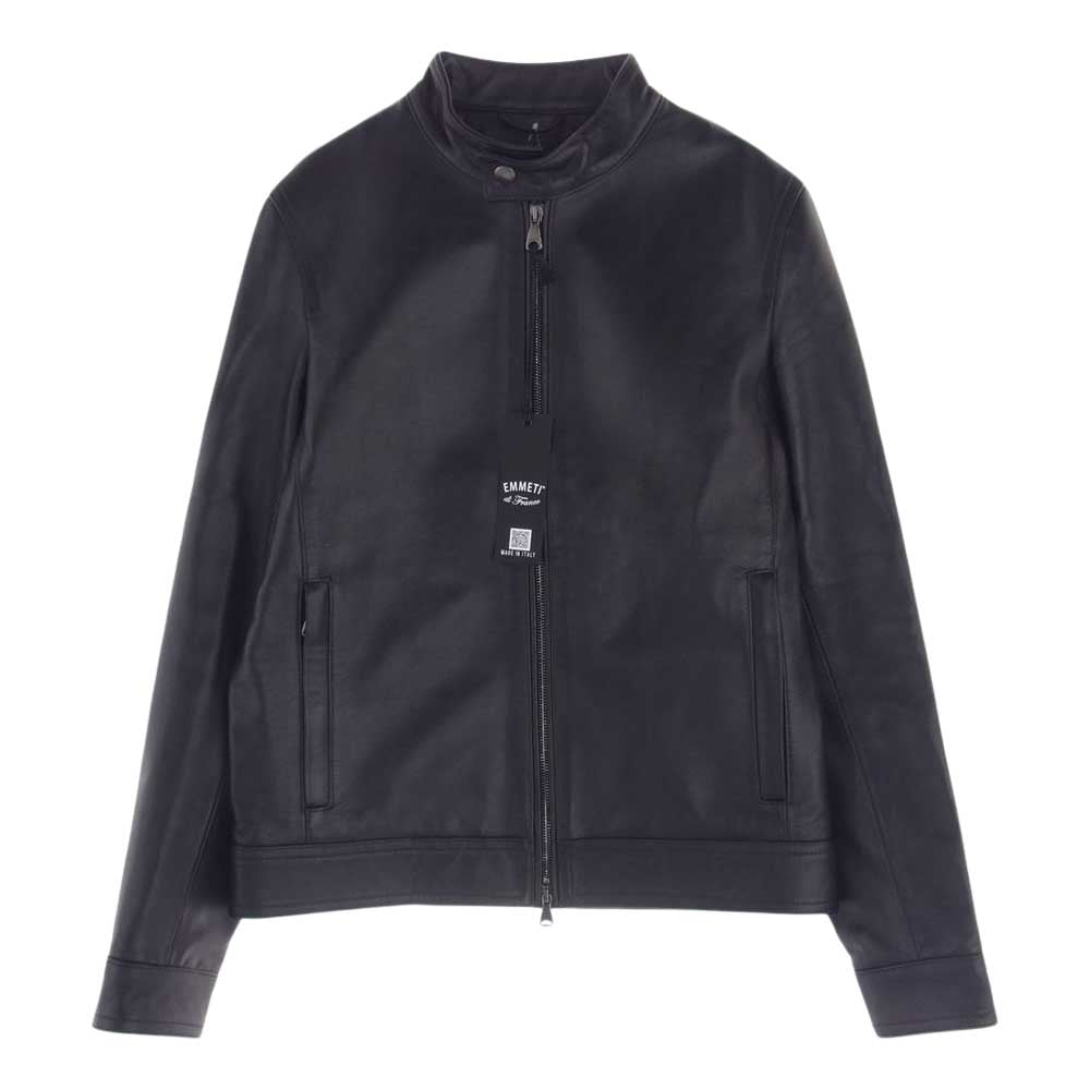 エンメティ 国内正規品 JURI ユリ ラムナッパレザー シングルライダース ジャケット ブラック系 44【新古品】【未使用】【中古】
