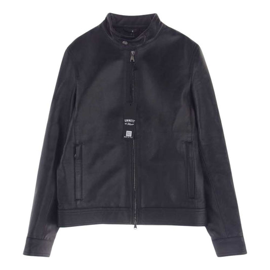 エンメティ 国内正規品 JURI ユリ ラムナッパレザー シングルライダース ジャケット ブラック系 44【新古品】【未使用】【中古】