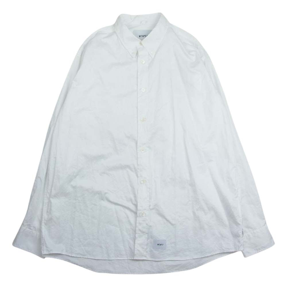 WTAPS ダブルタップス 21AW 211TQDT-STM01 BD LS COTTON TWILL CANCLINI コットン ツイル ボタンダウン シャツ 長袖 ホワイト系 04【中古】