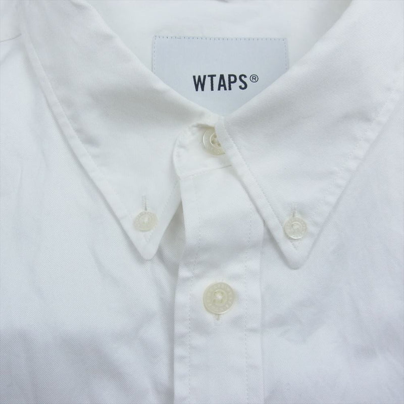 WTAPS ダブルタップス 21AW 211TQDT-STM01 BD LS COTTON TWILL CANCLINI コットン ツイル ボタンダウン シャツ 長袖 ホワイト系 04【中古】