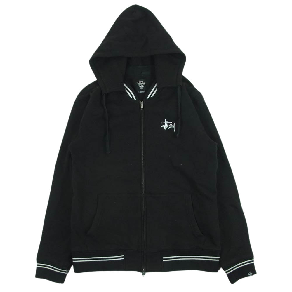 STUSSY ステューシー スタジャン ジップ パーカー コットン ポリエステル 中国製 ブラック系 M【中古】