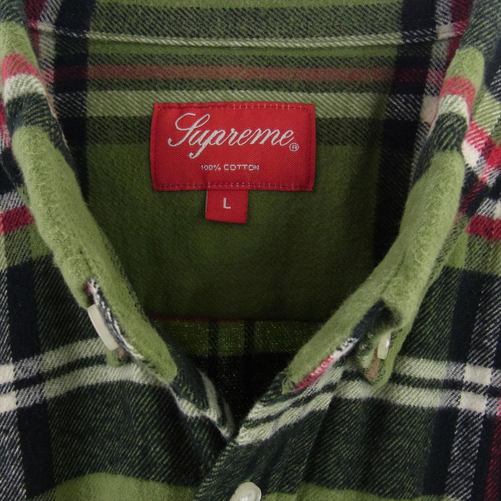 Supreme シュプリーム  20AW  Tartan Flannel Shirt タータンチェック フランネル 長袖 シャツ ライトグリーン系 L【中古】