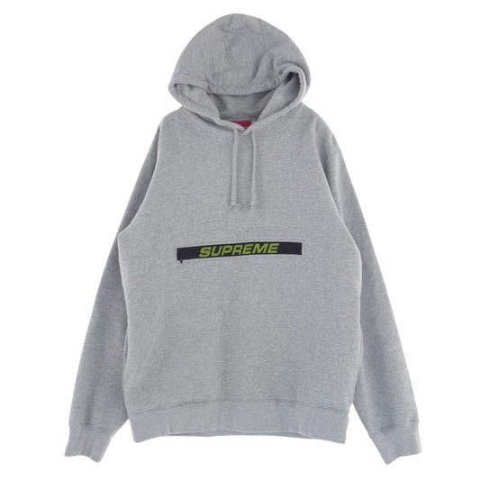 Supreme シュプリーム 19SS Zip Pouch Hooded Sweatshirt ジップ ポーチ フーデッド スウェット シャツ グレー系 L【中古】