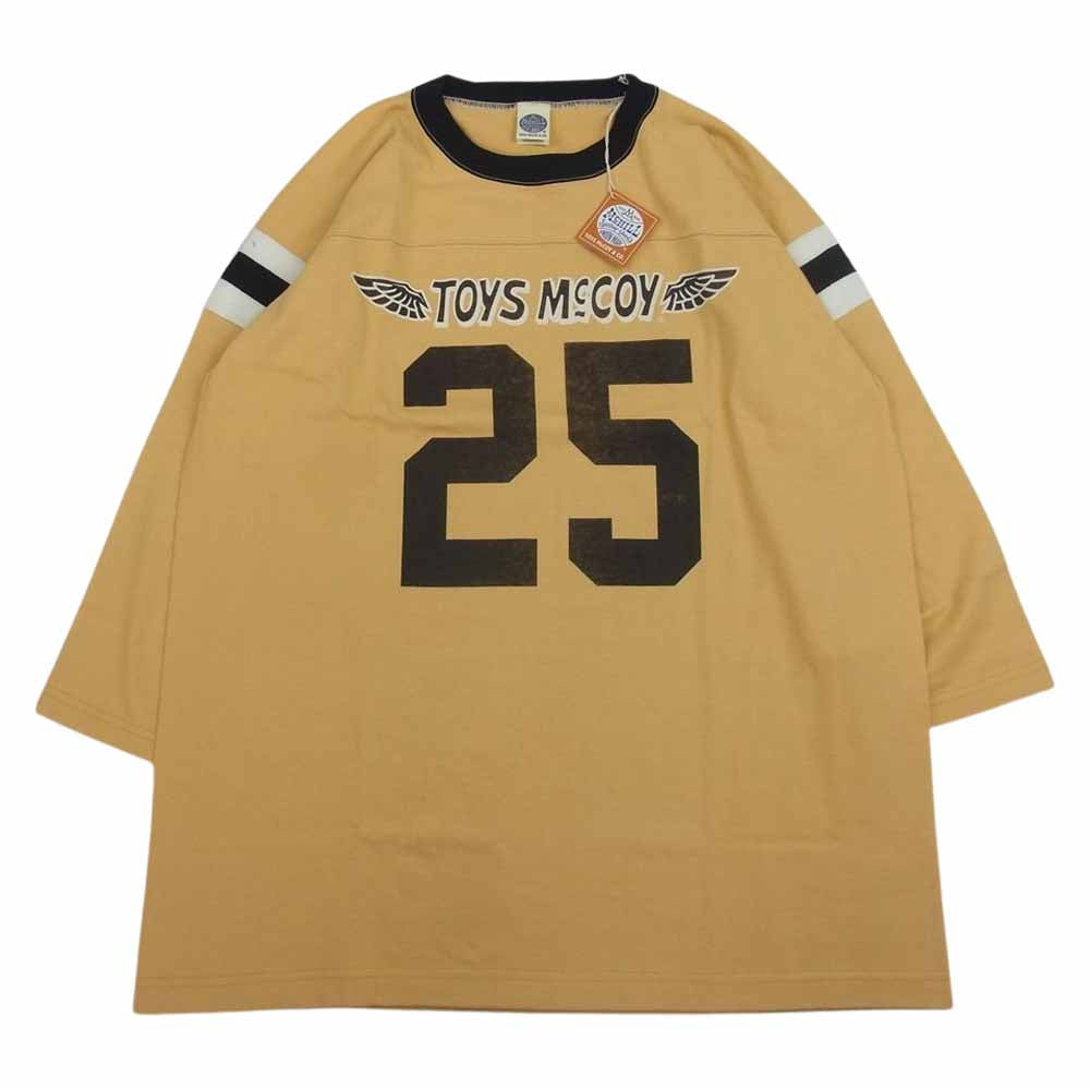 TOY'S McCOY トイズマッコイ TMC2150 McHILL SPORTS WEAR FOOTBALL SHIRT 25TH ANNIVERSARY 長袖プリント フットボール Tシャツ ロンT イエロー系 XL【新古品】【未使用】【中古】
