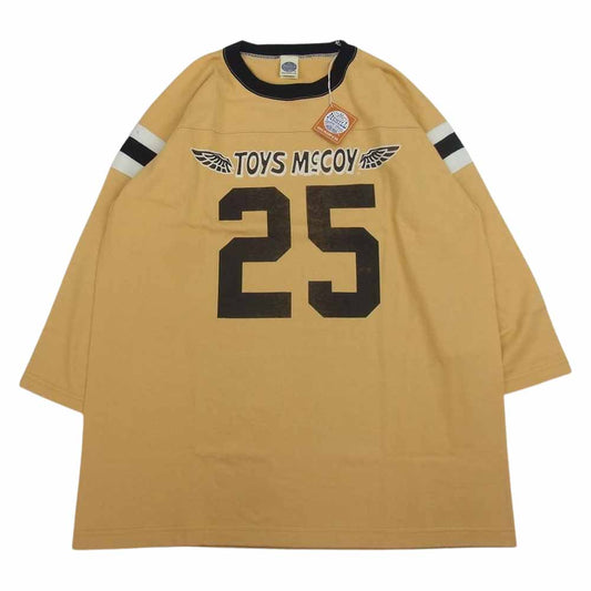 TOY'S McCOY トイズマッコイ TMC2150 McHILL SPORTS WEAR FOOTBALL SHIRT 25TH ANNIVERSARY 長袖プリント フットボール Tシャツ ロンT イエロー系 XL【新古品】【未使用】【中古】