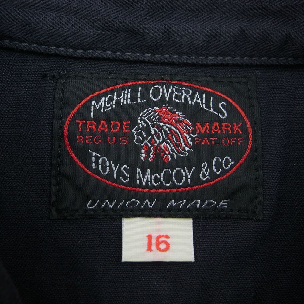 TOY'S McCOY トイズマッコイ TMS1805 HERRINGBONE WORK SHIRT ヘリンボーン ワーク 半袖 シャツ ネイビー系 16【新古品】【未使用】【中古】