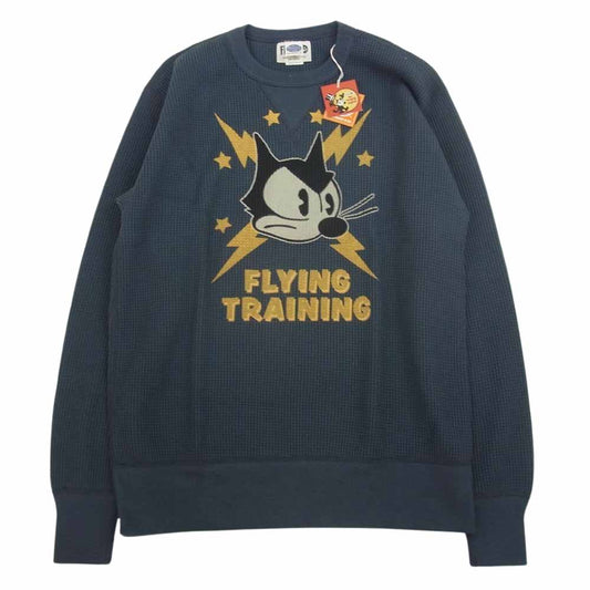 TOY'S McCOY トイズマッコイ TMC2250 BIG WAFFLE CREW NECK SHIRT FELIX THE CAT FLYING TRAINING ビッグワッフルクルーネックシャツ フィリックス・ザ・キャット FLYING TRAINING グリーン系 L【新古品】【未使用】【中古】