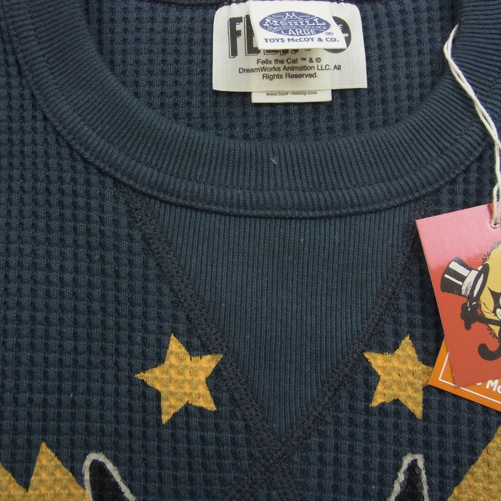TOY'S McCOY トイズマッコイ TMC2250 BIG WAFFLE CREW NECK SHIRT FELIX THE CAT FLYING TRAINING ビッグワッフルクルーネックシャツ フィリックス・ザ・キャット FLYING TRAINING グリーン系 L【新古品】【未使用】【中古】