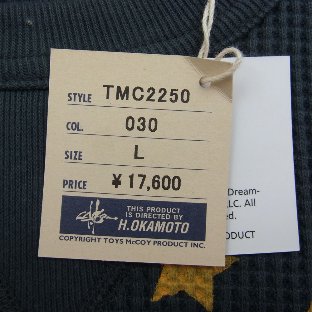 TOY'S McCOY トイズマッコイ TMC2250 BIG WAFFLE CREW NECK SHIRT FELIX THE CAT FLYING TRAINING ビッグワッフルクルーネックシャツ フィリックス・ザ・キャット FLYING TRAINING グリーン系 L【新古品】【未使用】【中古】