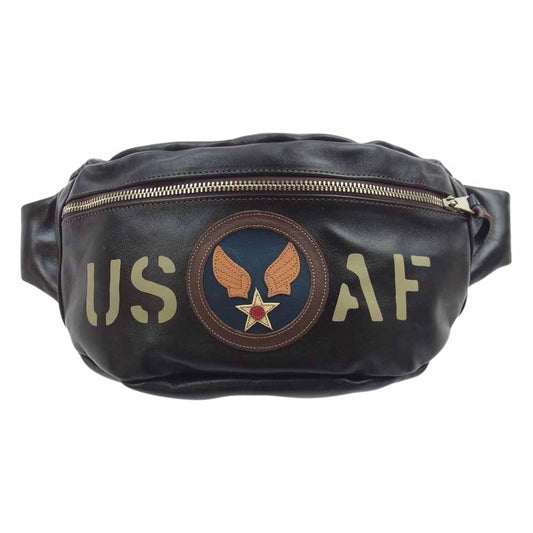 TOY'S McCOY トイズマッコイ TMA1606 DUAL BLADE BAG　U.S.A.F. アメリカ軍 空軍 エアフォース レザー デュアル ブレード ショルダー バッグ ダークブラウン系 F【新古品】【未使用】【中古】
