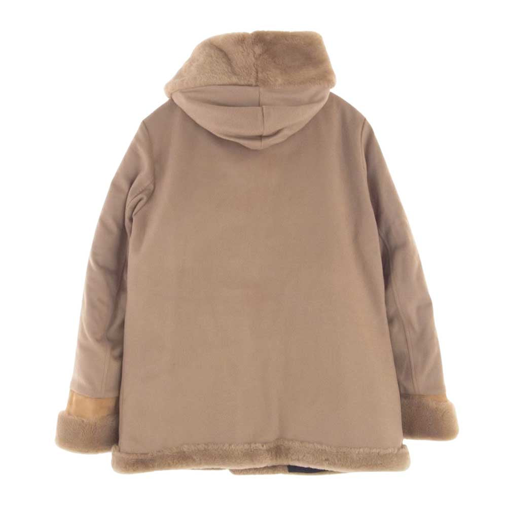 1piu1uguale3 ウノピュウノウグァーレトレ MRC146 LAB049 EMMETI エンメティ MOUTON WRAPHOODED COAT カシミヤ混 ムートン ラップ フーデッド コート ライトブラウン系 V(５)【中古】
