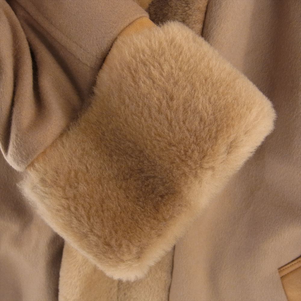 1piu1uguale3 ウノピュウノウグァーレトレ MRC146 LAB049 EMMETI エンメティ MOUTON WRAPHOODED COAT カシミヤ混 ムートン ラップ フーデッド コート ライトブラウン系 V(５)【中古】