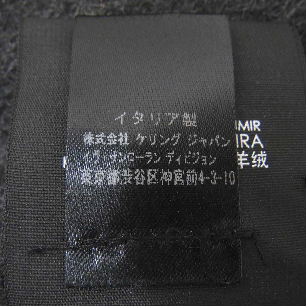 SAINT LAURENT サンローラン 460913 4Y201 レザータグ ロゴ カシミヤ フリンジ マフラー ストール ダークグレー系【中古】