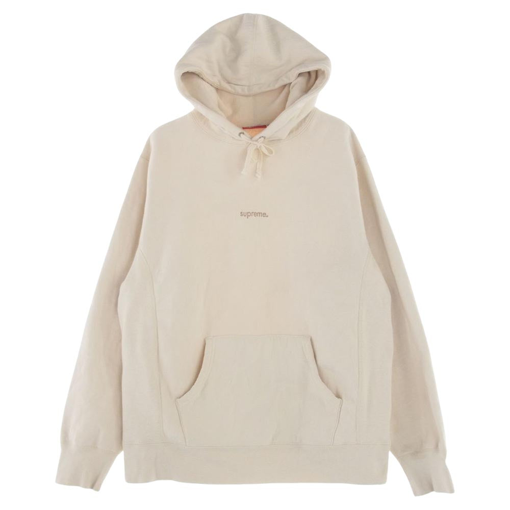 Supreme シュプリーム 18AW Trademark Hooded Sweatshirt Heather トレードマーク フーデッド スウェット シャツ プルオーバー パーカー オフホワイト系 L【中古】