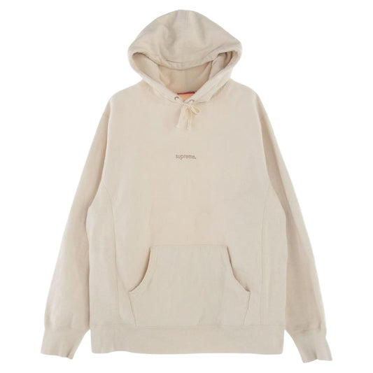 Supreme シュプリーム 18AW Trademark Hooded Sweatshirt Heather トレードマーク フーデッド スウェット シャツ プルオーバー パーカー オフホワイト系 L【中古】