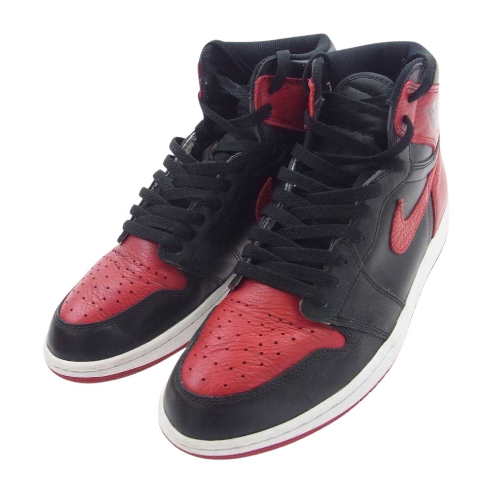 NIKE ナイキ 555088-001 AIR JORDAN 1 RETRO HIGH OG BANNED BRED 2016 エア ジョーダン レトロ バーンド ブレッド ハイカット スニーカー ブラック系 レッド系 29cm【中古】