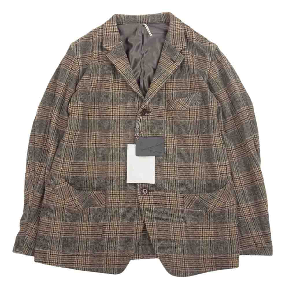 エムズブラック 202500 ウール混 1B チェック シングル テーラードジャケット ブラウン系 38【中古】