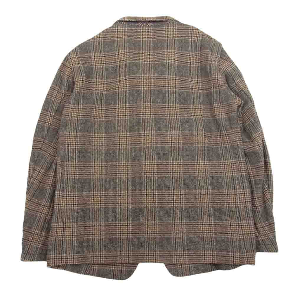 エムズブラック 202500 ウール混 1B チェック シングル テーラードジャケット ブラウン系 38【中古】