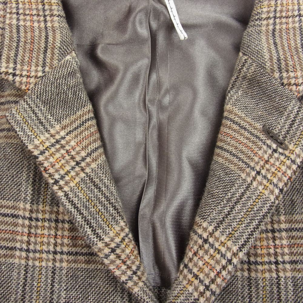 エムズブラック 202500 ウール混 1B チェック シングル テーラードジャケット ブラウン系 38【中古】