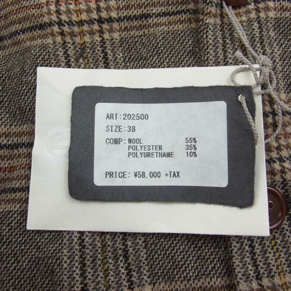 エムズブラック 202500 ウール混 1B チェック シングル テーラードジャケット ブラウン系 38【中古】