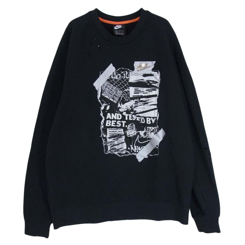 NIKE ナイキ CW1795-010 PUNK PACK CREW SWEAT パンク パック クルー スウェット メタルロゴ ダメージ加工 ブラック系 XL【中古】