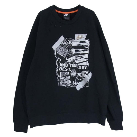 NIKE ナイキ CW1795-010 PUNK PACK CREW SWEAT パンク パック クルー スウェット メタルロゴ ダメージ加工 ブラック系 XL【中古】