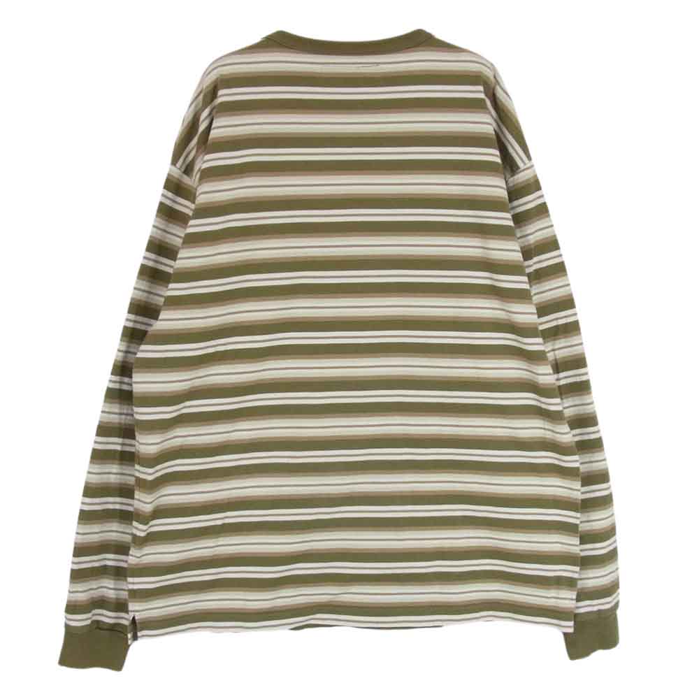 NEIGHBORHOOD ネイバーフッド 22SS 221FPNH-CSM01 BORDER C-CREW LS TEE ボーダー ロングスリーブ 長袖 Tシャツ ロンT カーキ系 L【中古】